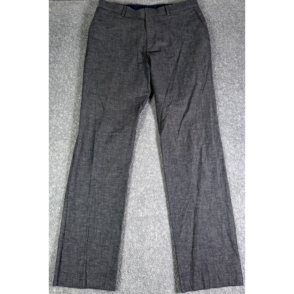 Banana Republic Pants Men's 34x34 Chambray Blue Linen Blend Tailored Slim Fit